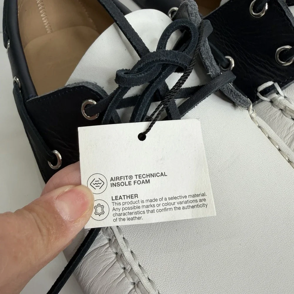 Zara Man Leather Deck Shoes Limited Edition White Navy US 11‎ EU 44 NWT Casual